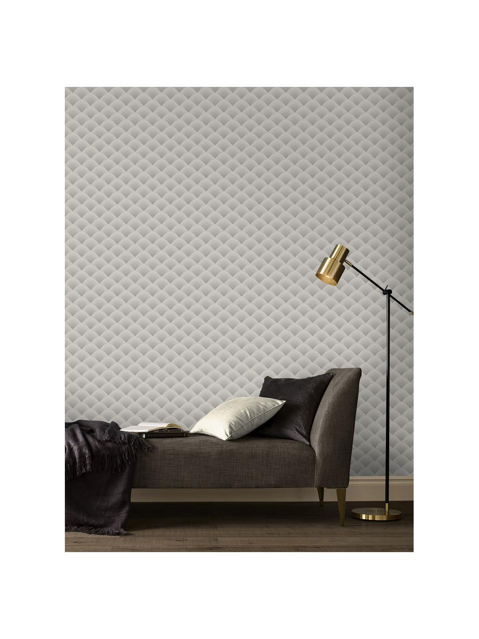 Tapete Luxus 3D Geometric Art, Vlies, Silberfarben, Grau, 52 x 1005 cm