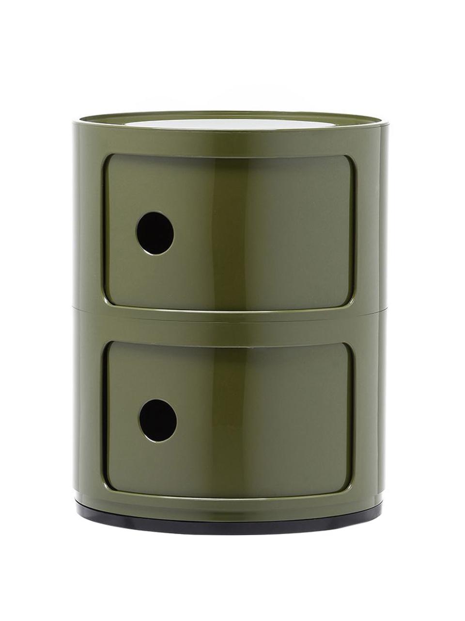 Design Container Componibili 2 Modules in Grün, Kunststoff, Greenguard-zertifiziert, Grün, hochglanz, Ø 32 x H 40 cm