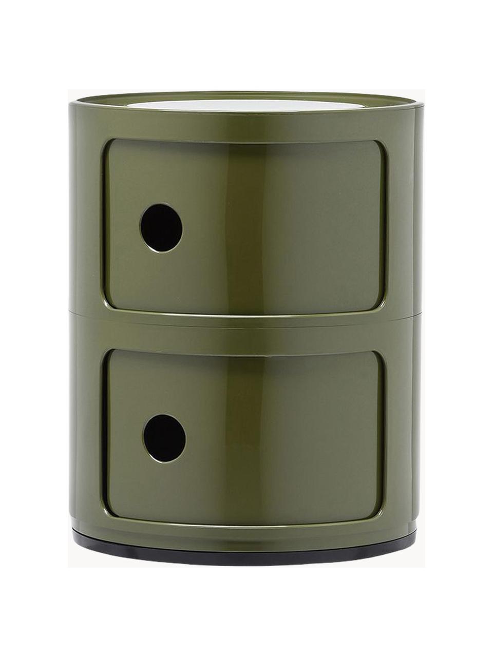 Design Container Componibili, 2 Elemente, Kunststoff, Greenguard-zertifiziert, Grün, glänzend, Ø 32 x H 40 cm