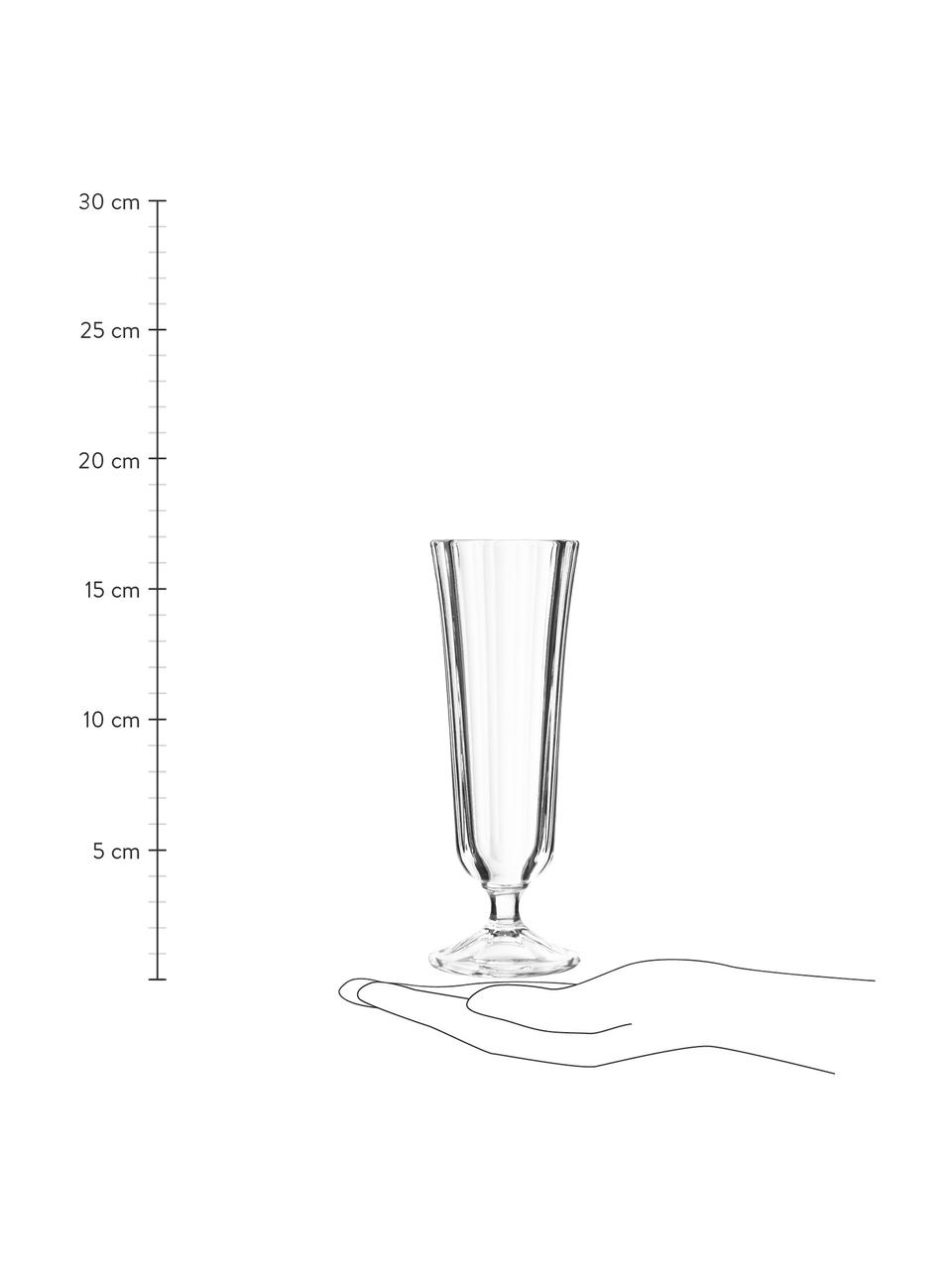 Sektflöten Ana mit geriffelter Oberfläche, 12 Stück, Glas, Transparent, Ø 6 x H 17 cm, 135 ml