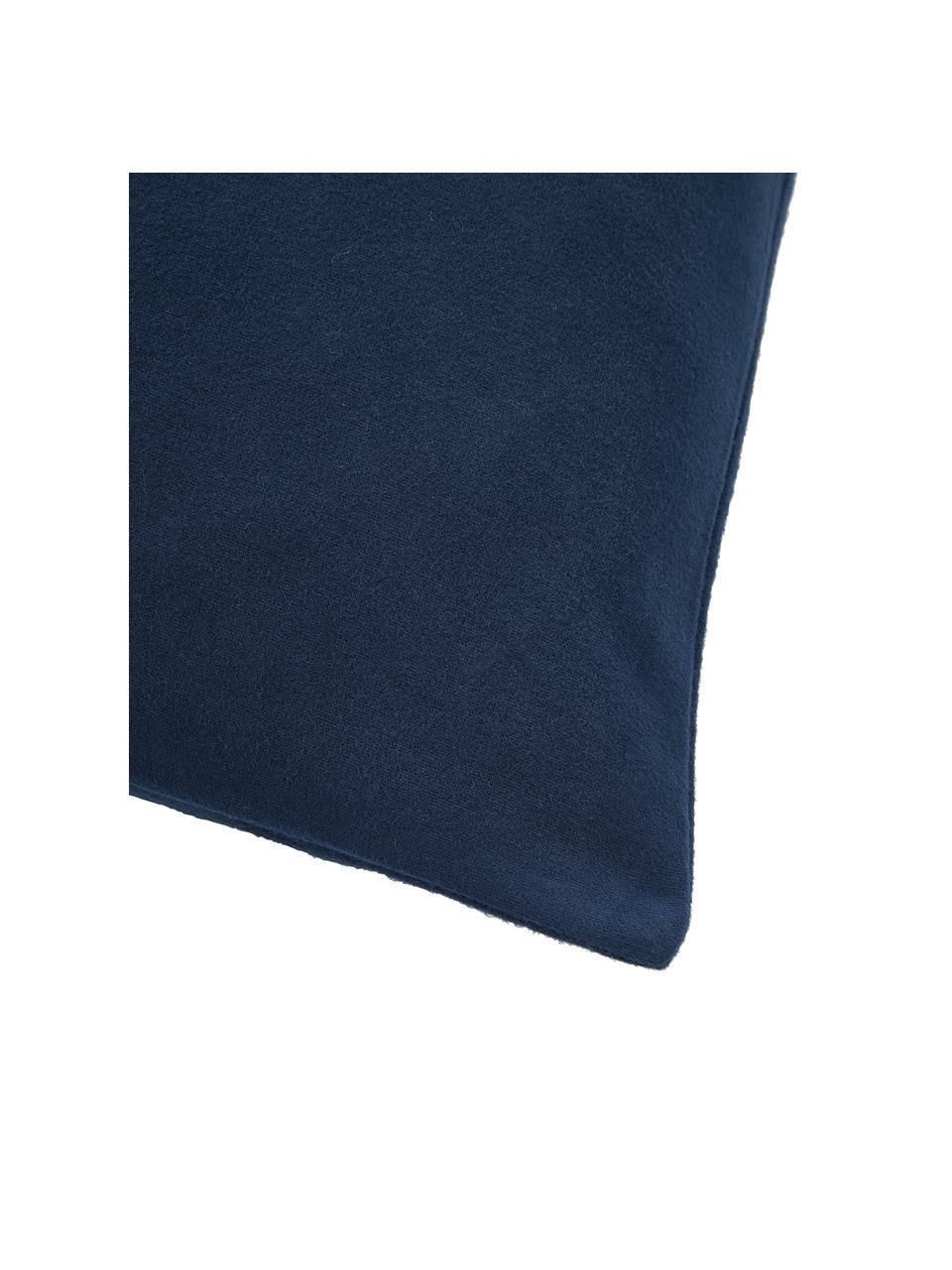 Federa in flanella di cotone blu navy Biba, Blu navy, Larg. 50 x Lung. 80 cm