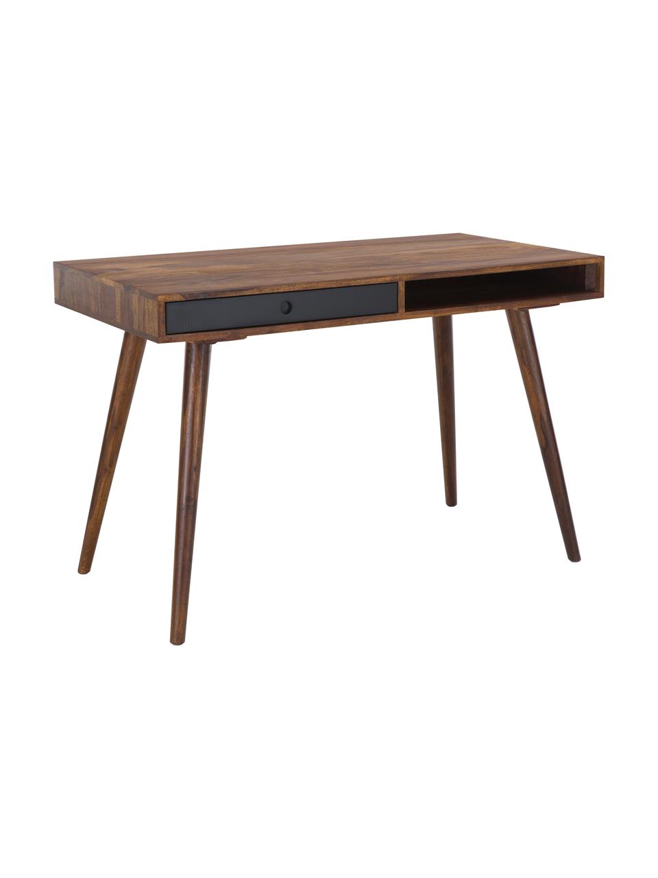 Bureau Repa uit massief hout, Sheesham hout, massief, gelakt,, Sheesham hout, zwart, B 117 x D 60 cm