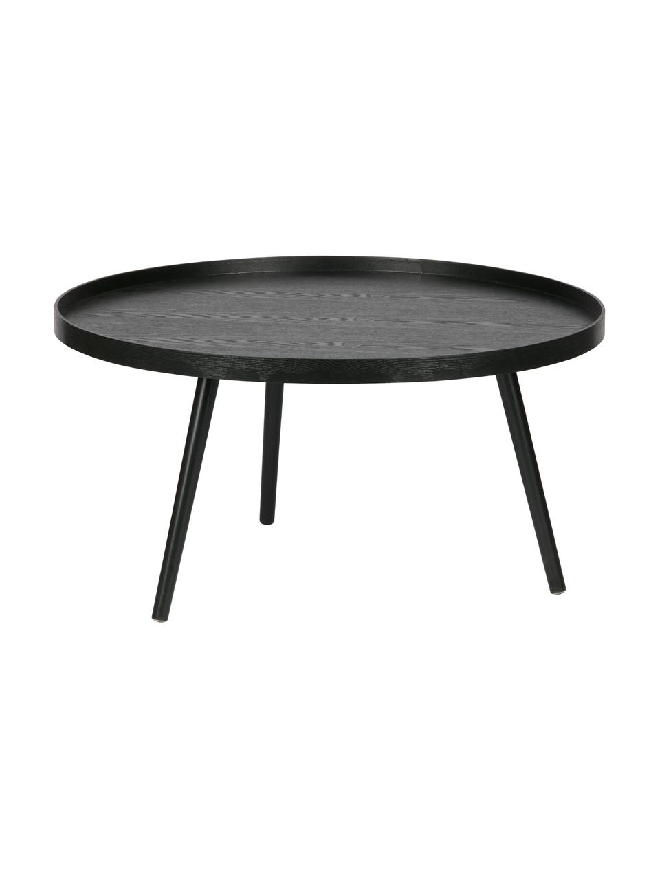 Table basse rétro ronde Mesa, MDF (panneau en fibres de bois à densité moyenne) avec placage de pin, laqué, Revêtement : noir Pieds : noir, Ø 78 cm