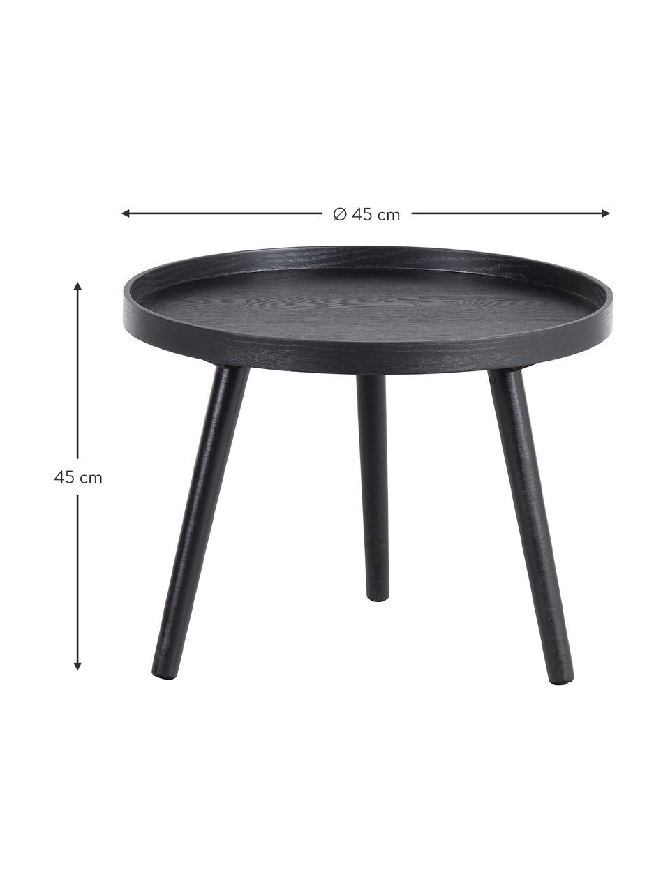 Mesa auxiliar redonda Mesa, Ø 45 cm, Tablero: tablero de fibras de dens, Patas: madera de pino, Negro, Ø 45 x Al 45 cm