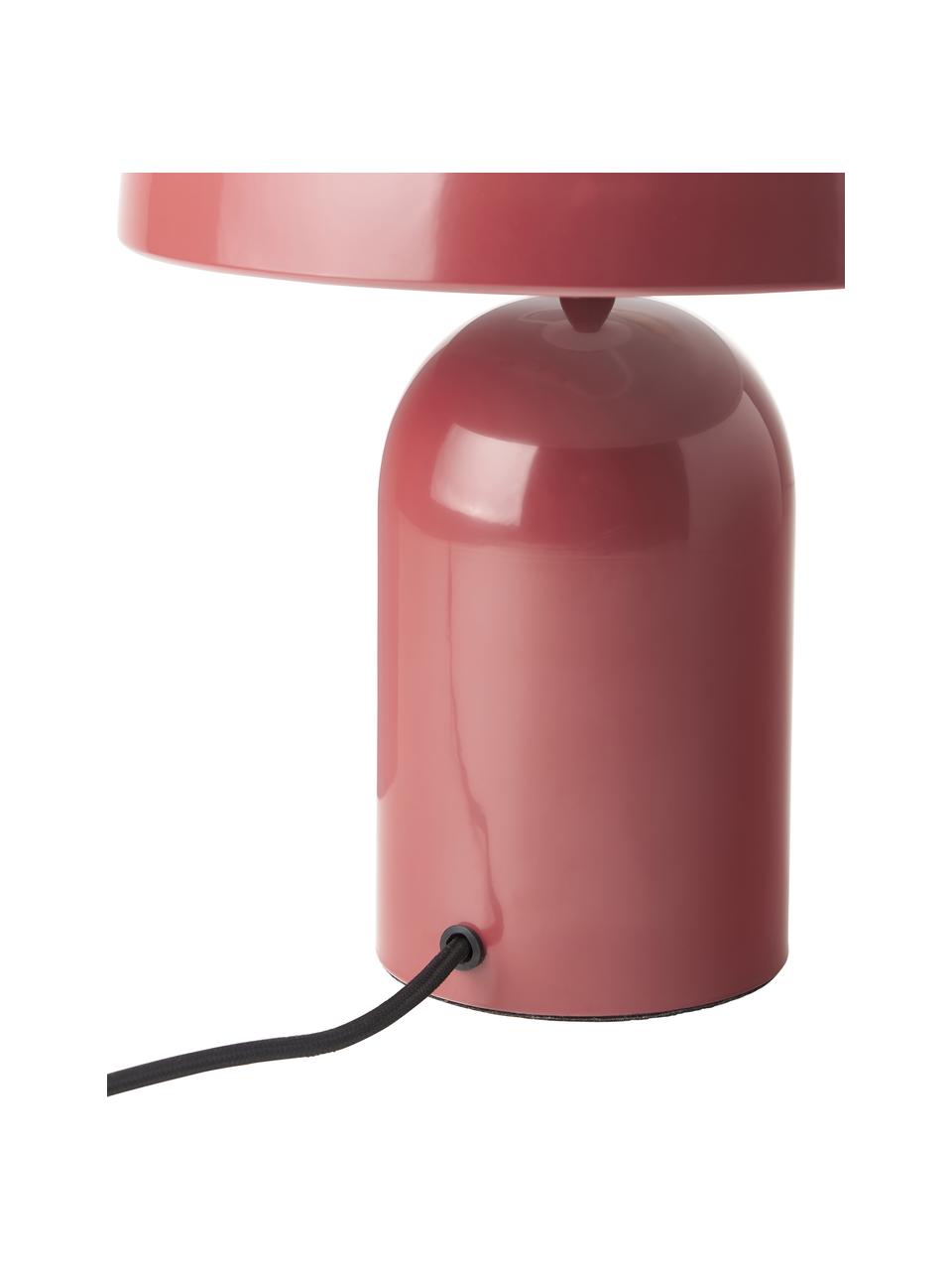 Kleine retro tafellamp Walter, Lampenkap: gepoedercoat metaal, Lampvoet: gepoedercoat metaal, Rood, glanzend, Ø 25 x H 34 cm
