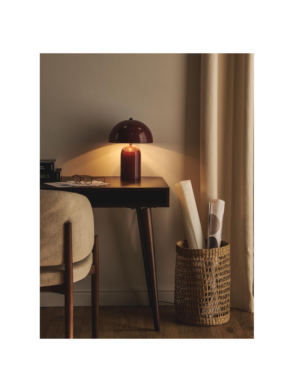 Malá stolová retro lampa Walter, Vínovočervená, lesklá, Ø 25 x V 34 cm