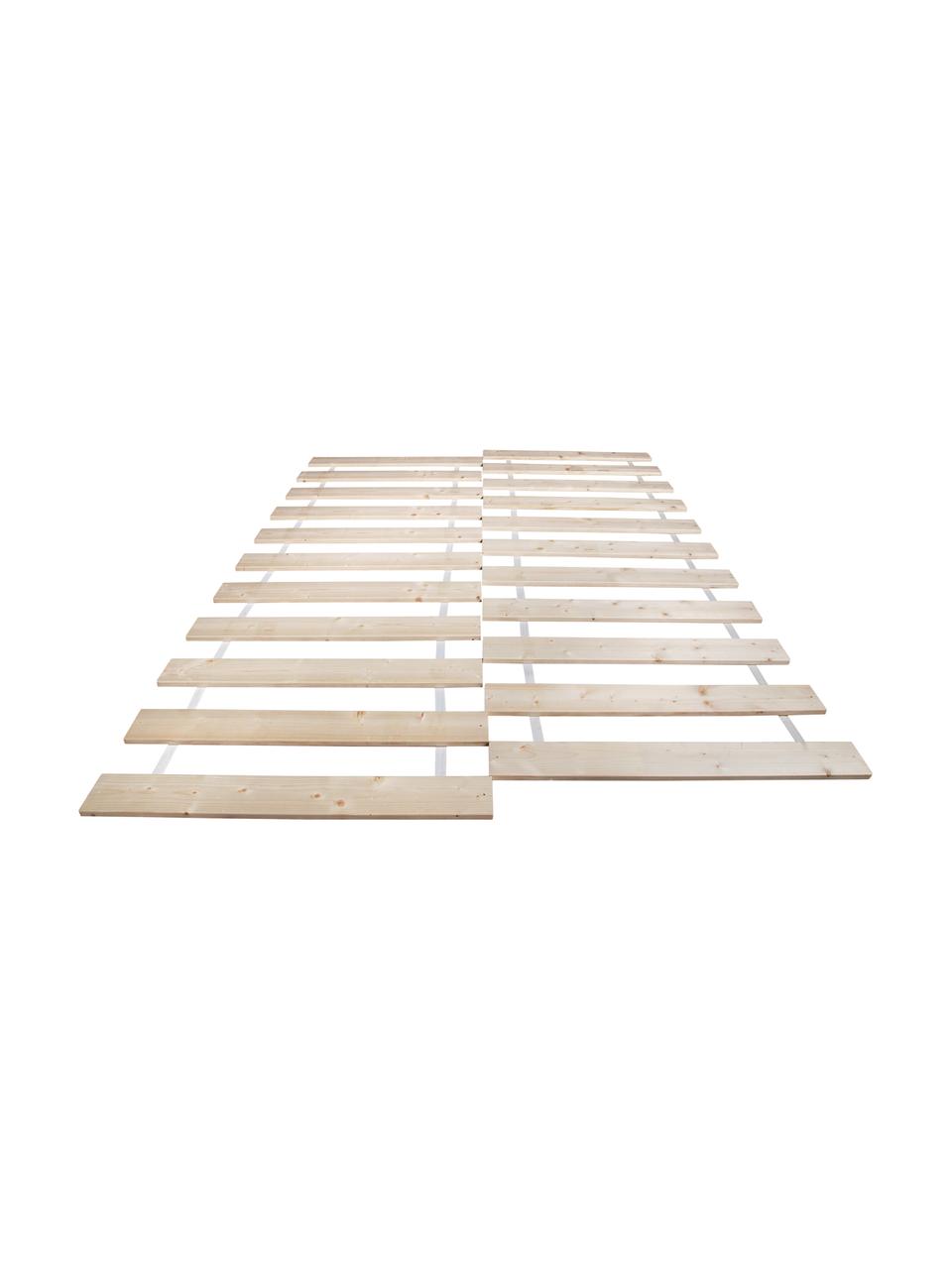 Somier de láminas Juan Carlos, 2 uds., Láminas: madera de abeto maciza, Láminas: madera clara Cubresomier: blanco, An 160 x L 200 cm