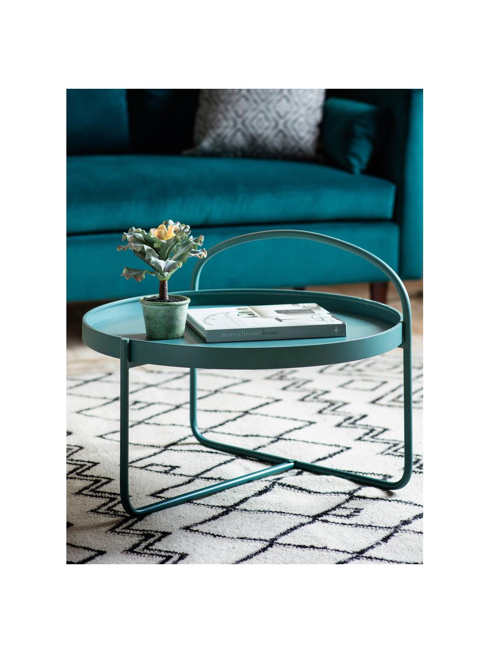 Runder Couchtisch Melbury in Blau, Stahl, pulverbeschichtet, Blau, Ø 65 x H 50 cm