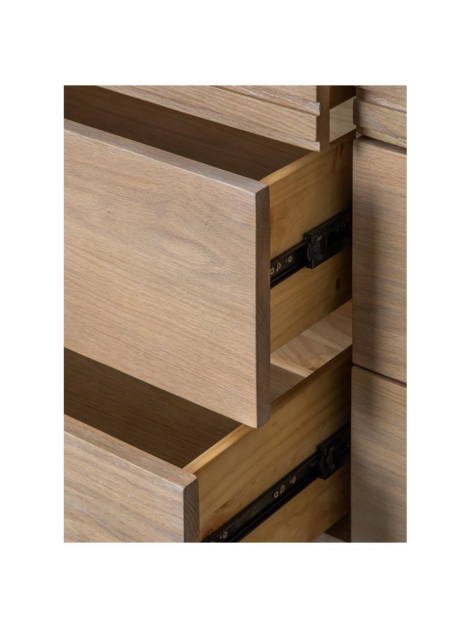Holz-Kommode Okayama, Korpus: Mitteldichte Holzfaserpla, Eichenholz, Schwarz, B 131 x H 72 cm