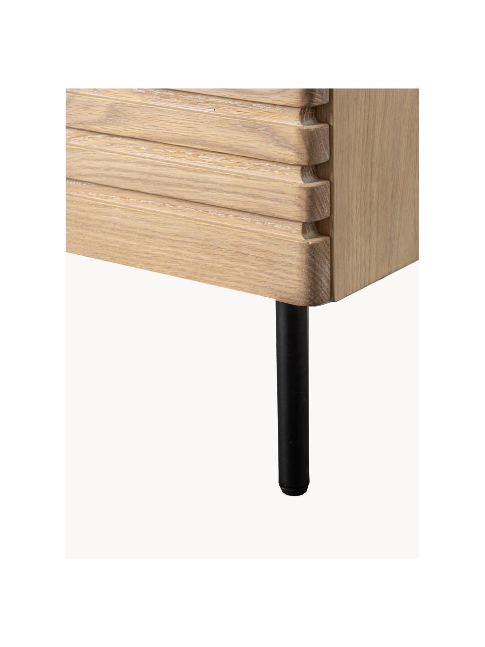Komoda z drewna Okayama, Korpus: płyta pilśniowa średniej , Drewno dębowe, czarny, Ø 131 x W 72 cm