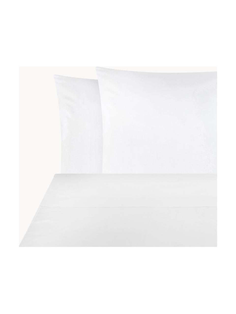 Biancheria da letto in raso di cotone bianco Comfort, Tessuto: raso Densità del filo 250, Bianco, 240 x 300 cm + 2 federe 50 x 80 cm