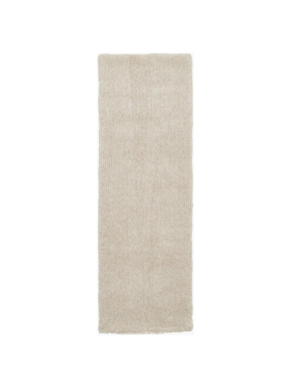 Flauschiger Hochflor-Läufer Marsha, Rückseite: 55 % Polyester, 45 % Baum, Beige, B 80 x L 250 cm