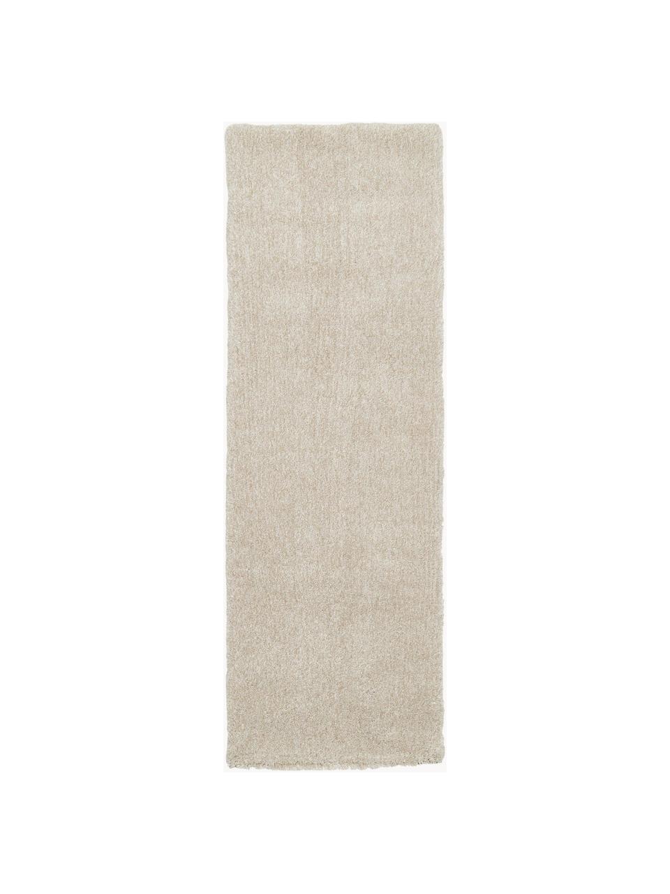 Flauschiger Hochflor-Läufer Marsha, Rückseite: 55 % Polyester, 45 % Baum, Beige, B 80 x L 250 cm