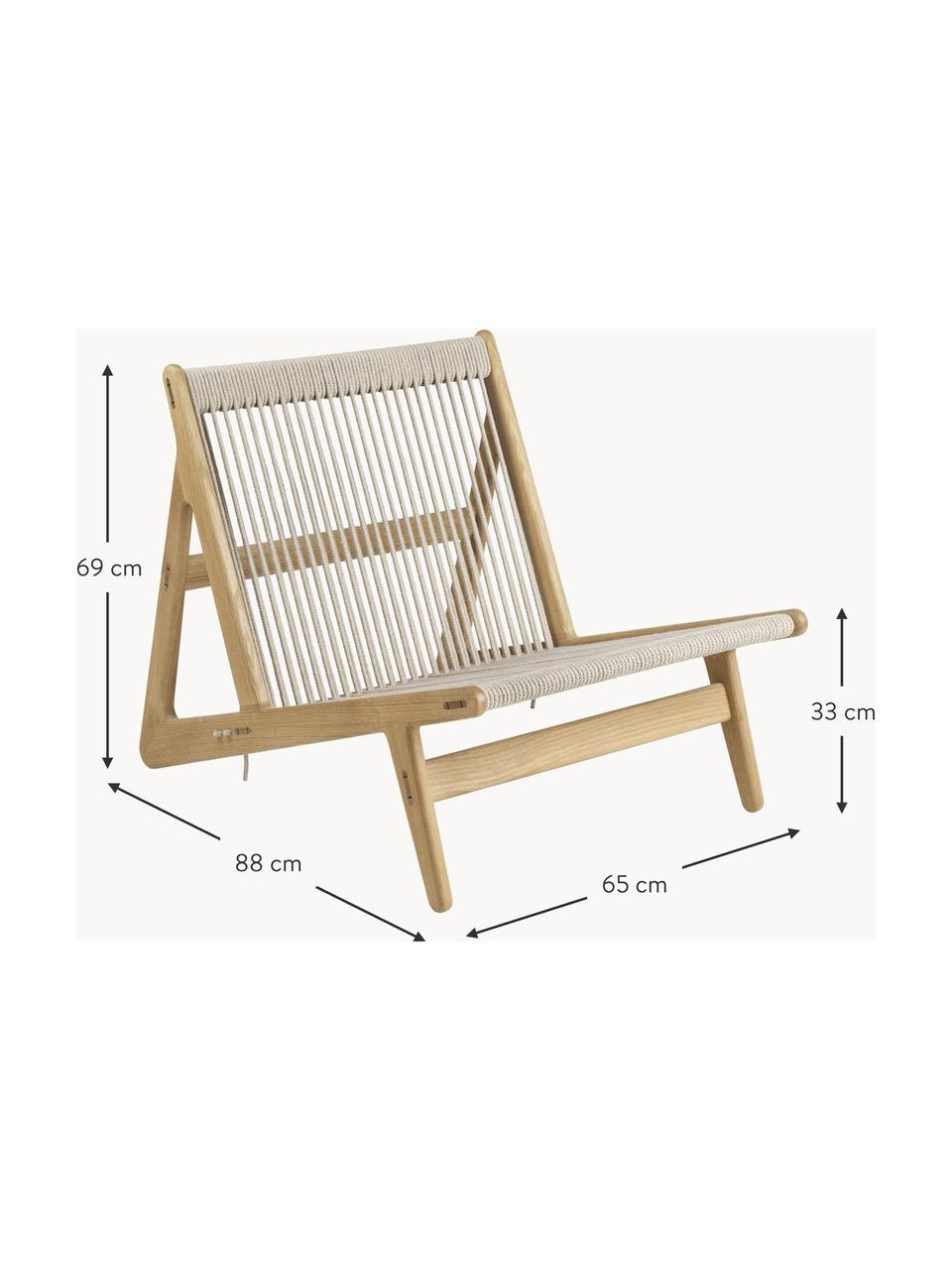 Ručně vyrobené křeslo z dubového dřeva s podsedákem MR01 Initial, Dubové dřevo, světle béžová, Š 65 cm, H 88 cm