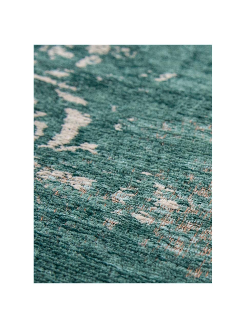 Ženilkový koberec vo vintage štýle Medaillon, Zelená, sivá