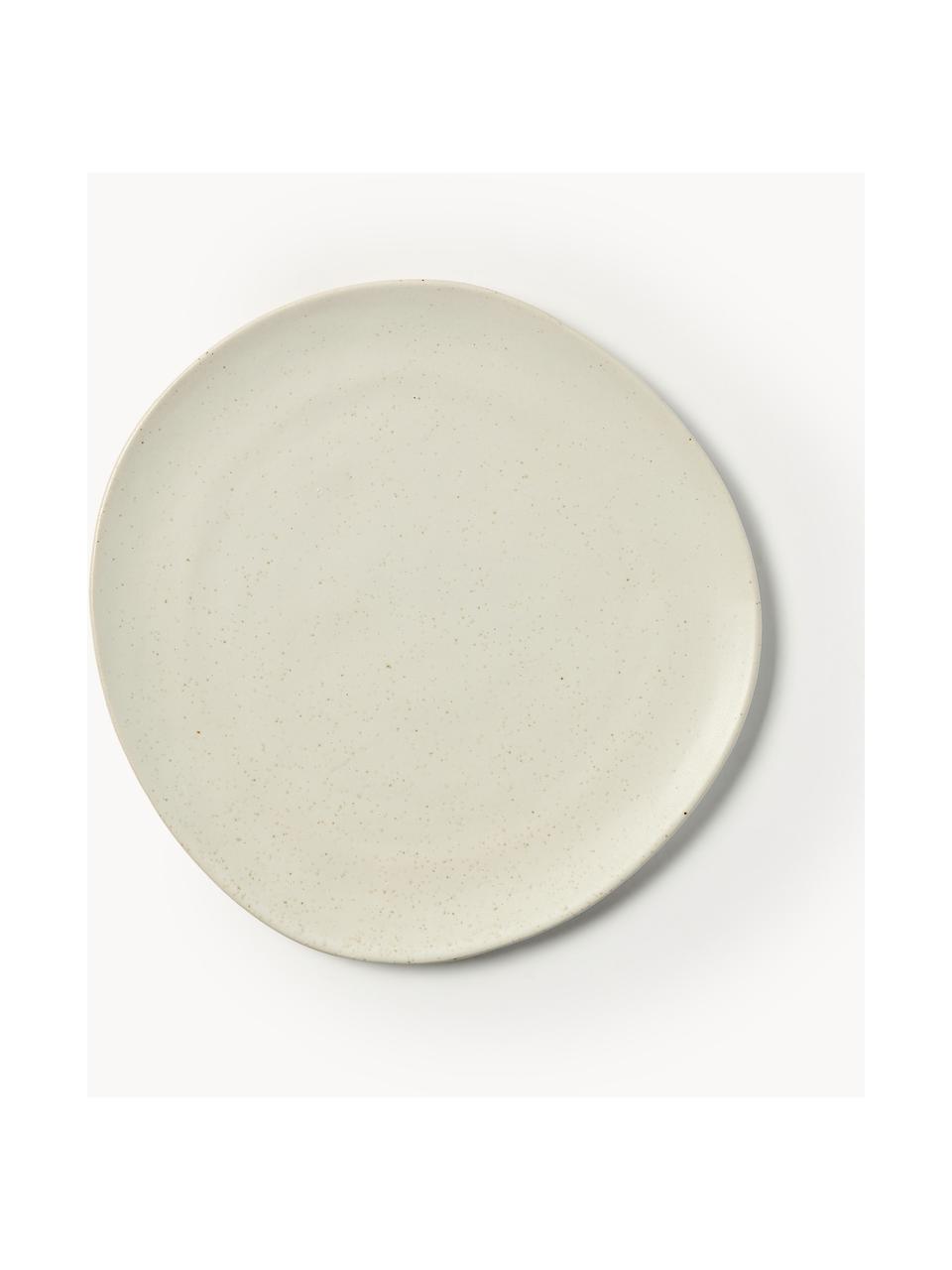 Assiette à dessert en grès Flow, Grès cérame, Blanc cassé, chiné, Ø 22 cm