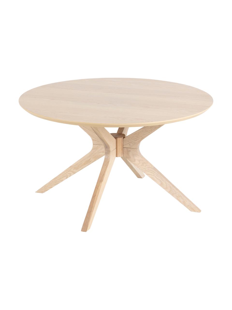 Mesa de centro redonda en roble Duncan, Tablero: chapa de roble, Patas: madera de roble maciza, Roble, Ø 80 x Al 45 cm