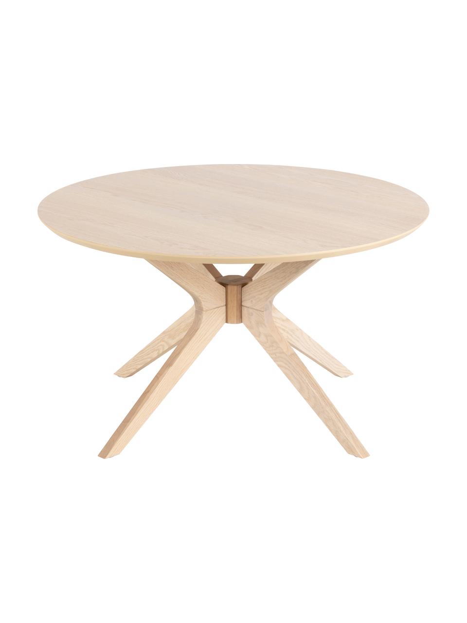 Mesa de centro redonda en roble Duncan, Tablero: chapa de roble, Patas: madera de roble maciza, Roble, Ø 80 x Al 45 cm