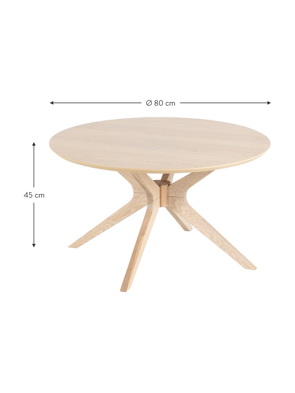 Okrągły stolik kawowy z drewna dębowego Duncan, Blat: fornir z drewna dębowego, Nogi: drewno dębowe, lite, Drewno dębowe, Ø 80 x W 45 cm