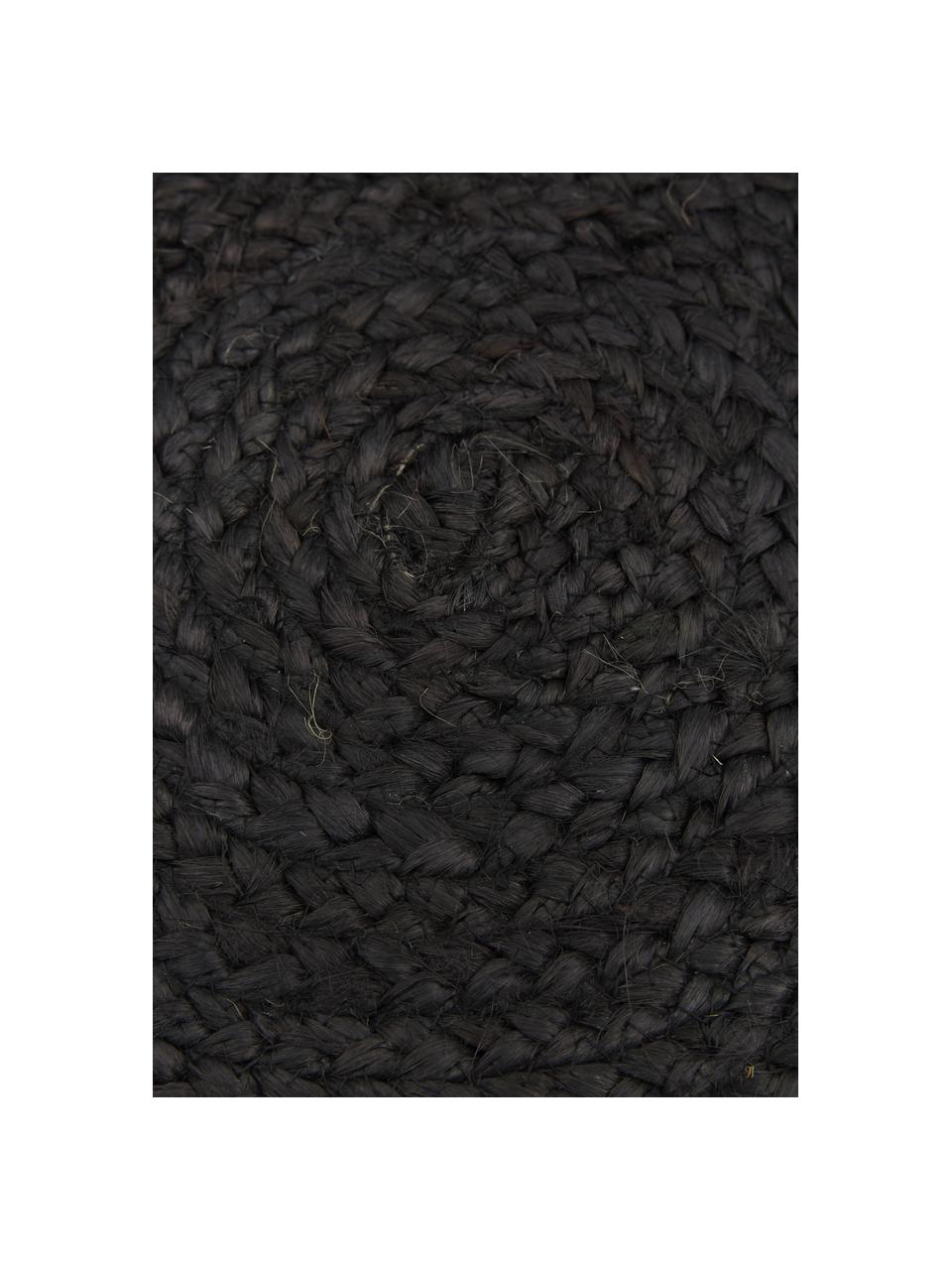 Ronde placemats Thrill, 4 stuks, Gekleurd jute, Zwart, Ø 35 cm