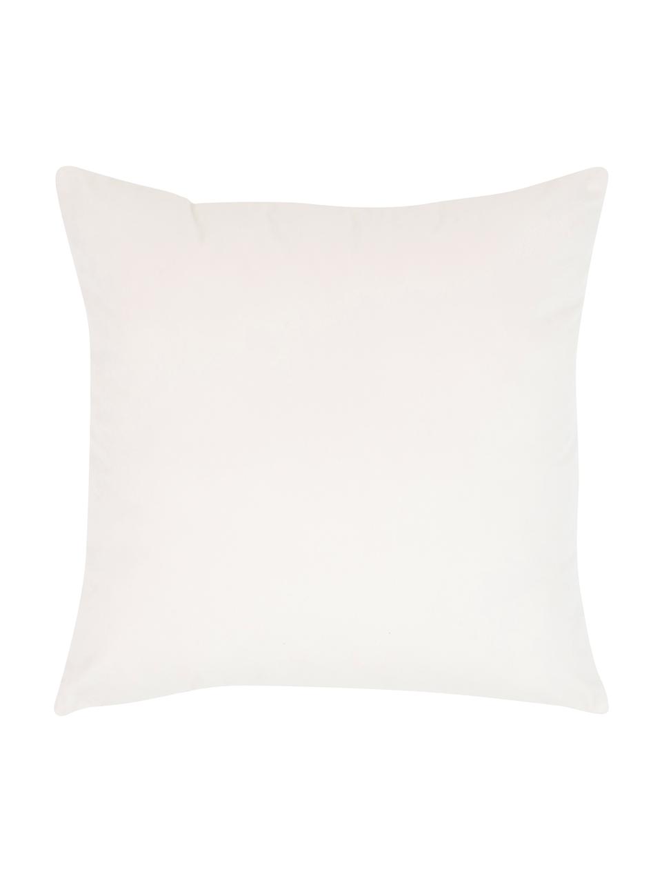 Housse de coussin 40x40 velours brodé Giro, 100 % velours de polyester, Blanc crème, couleur dorée, larg. 40 x long. 40 cm