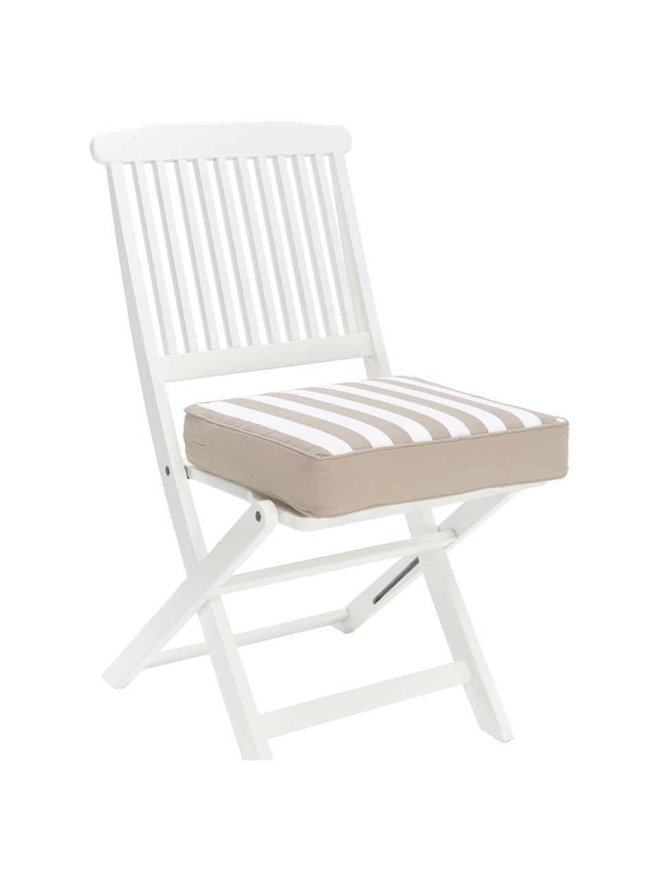 Hohes Sitzkissen Timon, gestreift, Bezug: 100% Baumwolle, Beige, Weiß, B 40 x L 40 cm