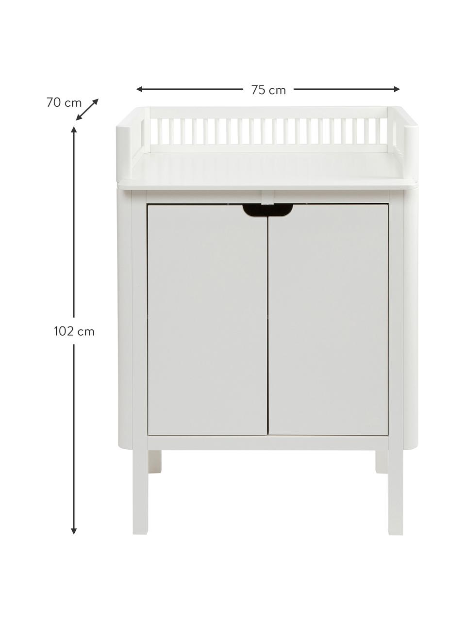 Drevená prebaľovacia skrinka Classic, Bukové drevo, kaučukovníkové drevo, MDF-doska strednej hustoty, lakované farbou bez obsahu VOC, Biela, Š 75 x V 102 cm