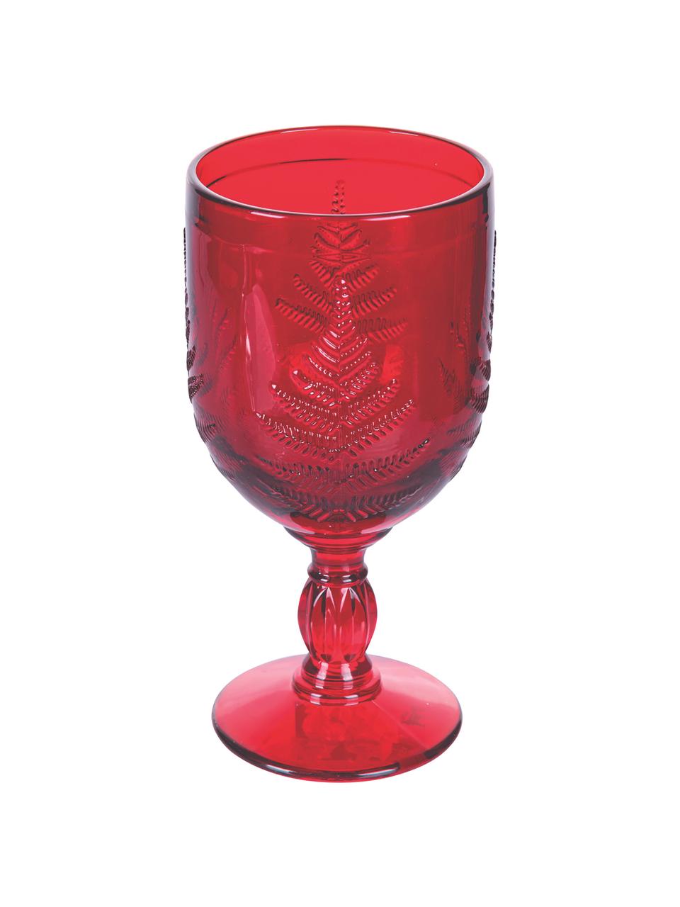 Copas de vino con relieves navideños Aspen, 6 uds., Vidrio, Rojo, Ø 8 x Al 17 cm, 240 ml