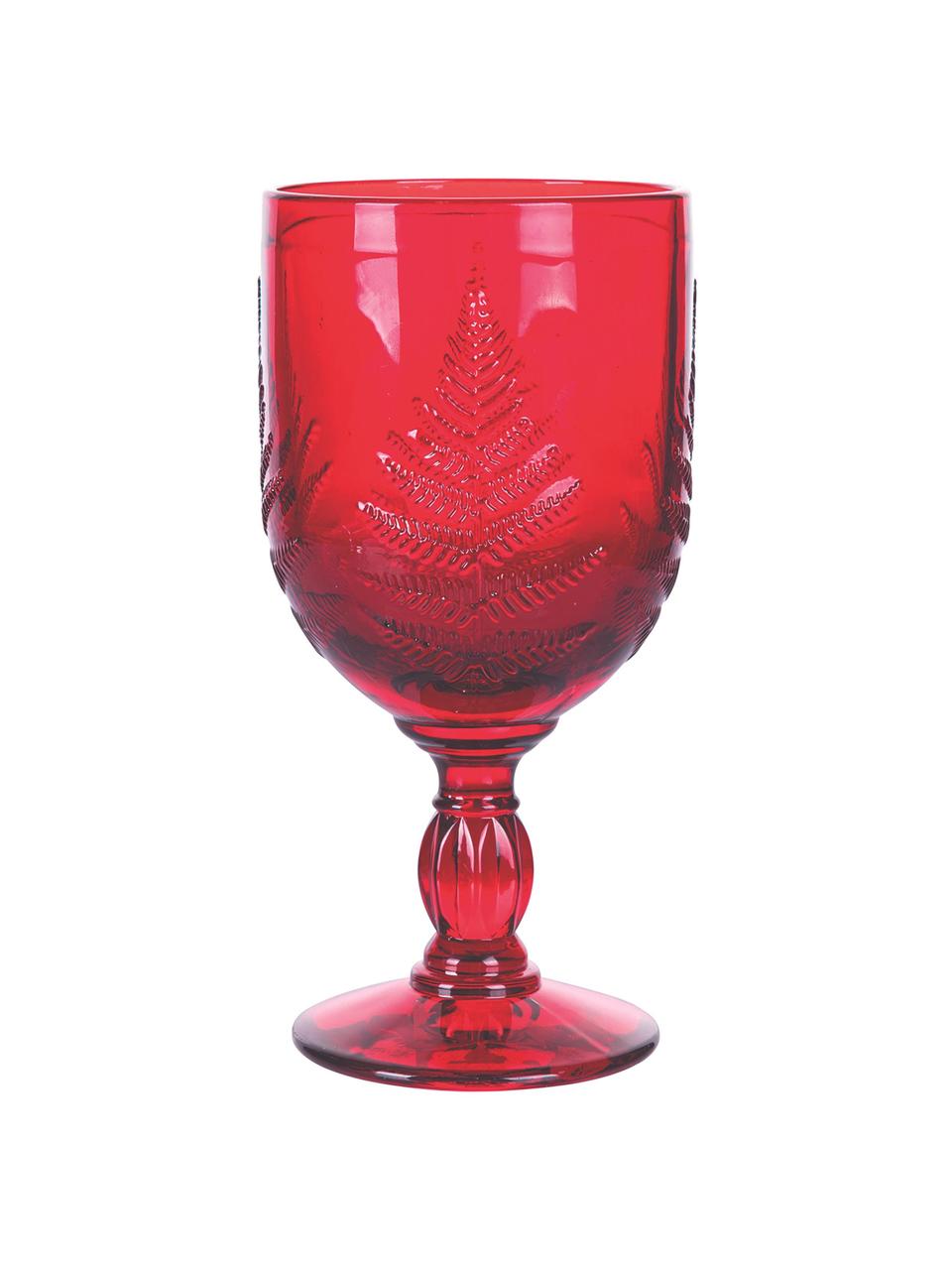 Bicchiere vino con motivo strutturato color rosso Aspen 6 pz, Vetro, Rosso, Ø 8 x Alt. 17 cm, 240 ml