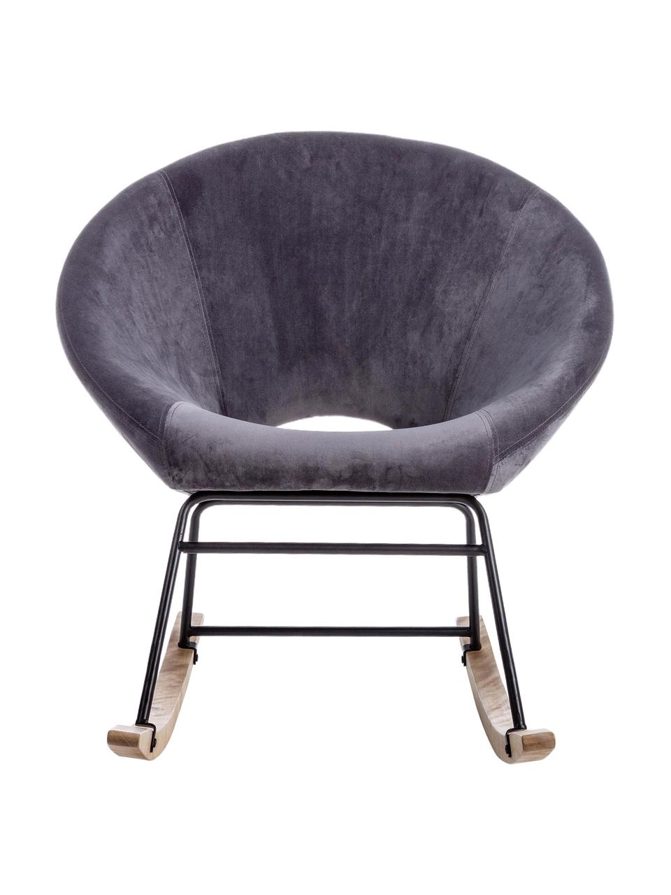 Sillón mecedora de terciopelo Annika, Tapizado: terciopelo de poliéster 7, Estructura: metal, pintura en polvo, Estructura: madera contrachapada, met, Terciopelo gris, An 74 x F 77 cm