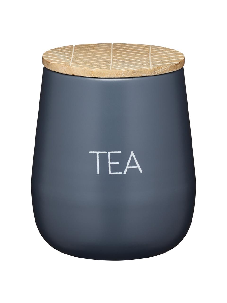 Dóza Serenity Tea, Ø 13 cm x V 15 cm, Antracitová, dřevo, Ø 13 cm, V 15 cm, 1,6 l