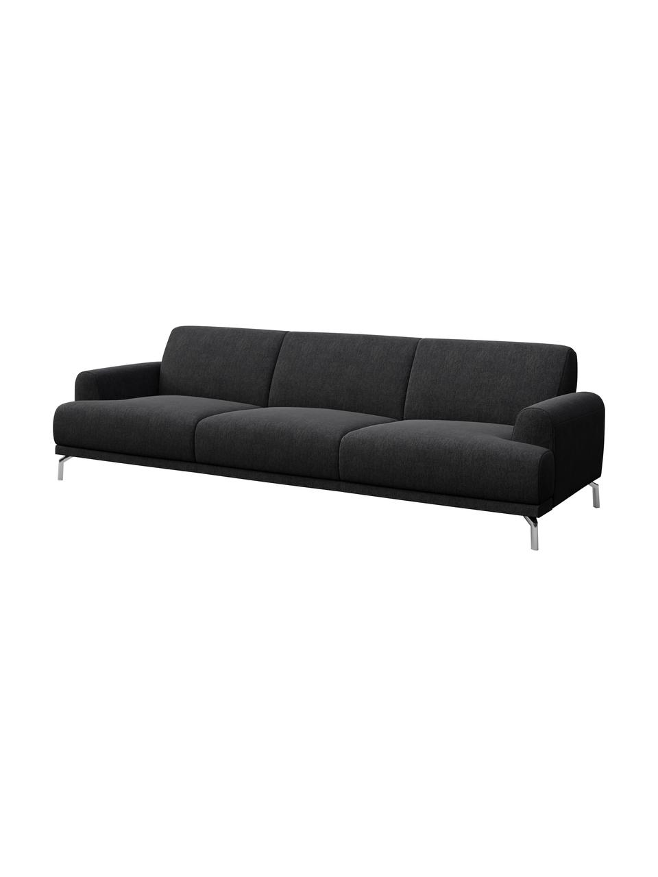 Sofa Puzo (3-osobowa), Tapicerka: 100% poliester, Nogi: metal lakierowany, Ciemny szary, S 240 x G 84 cm