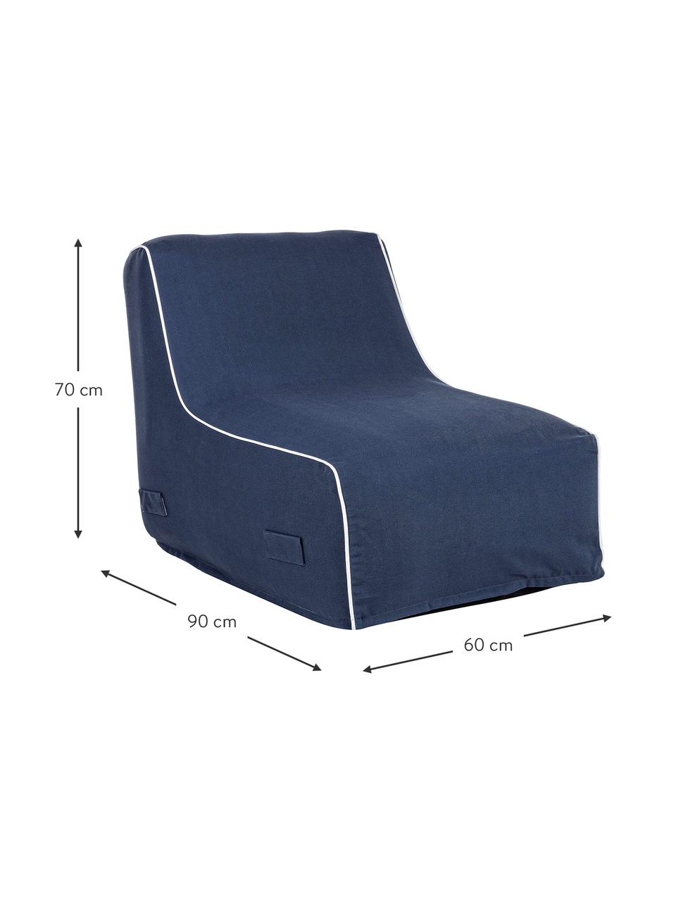 Poltrona sacco gonfiabile da giardino color blu scuro Rihanna, Rivestimento: tessuto in poliestere (20, Blu scuro, bianco, Larg. 60 x Prof. 90 cm