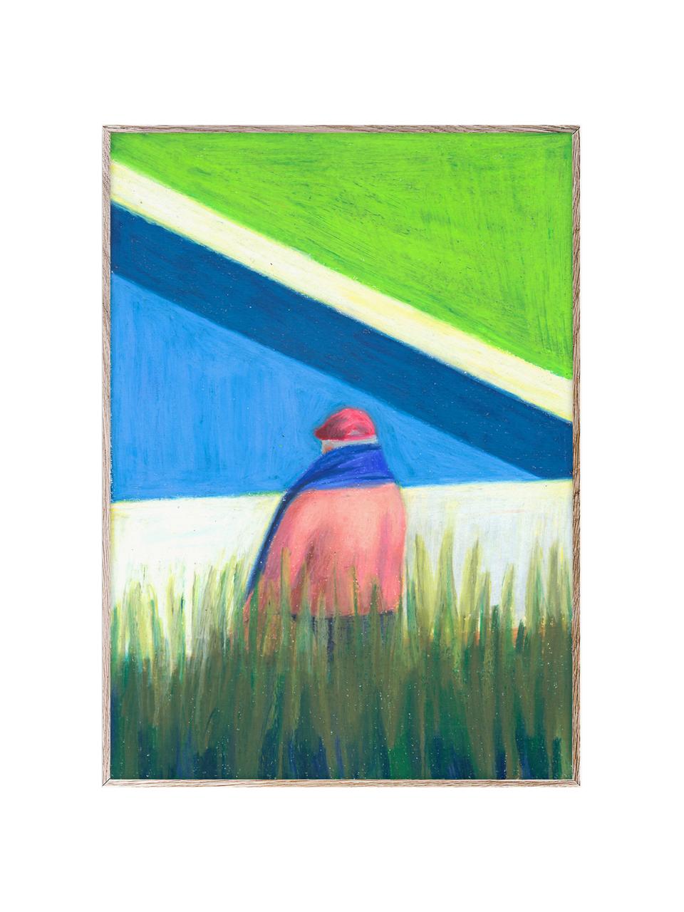 Plagát Les Vacances 03, 210 g matný papier Hahnemühle, digitálna tlač s 10 farbami odolnými voči UV žiareniu, Béžová, modrá a zelená, Š 30 x V 40 cm
