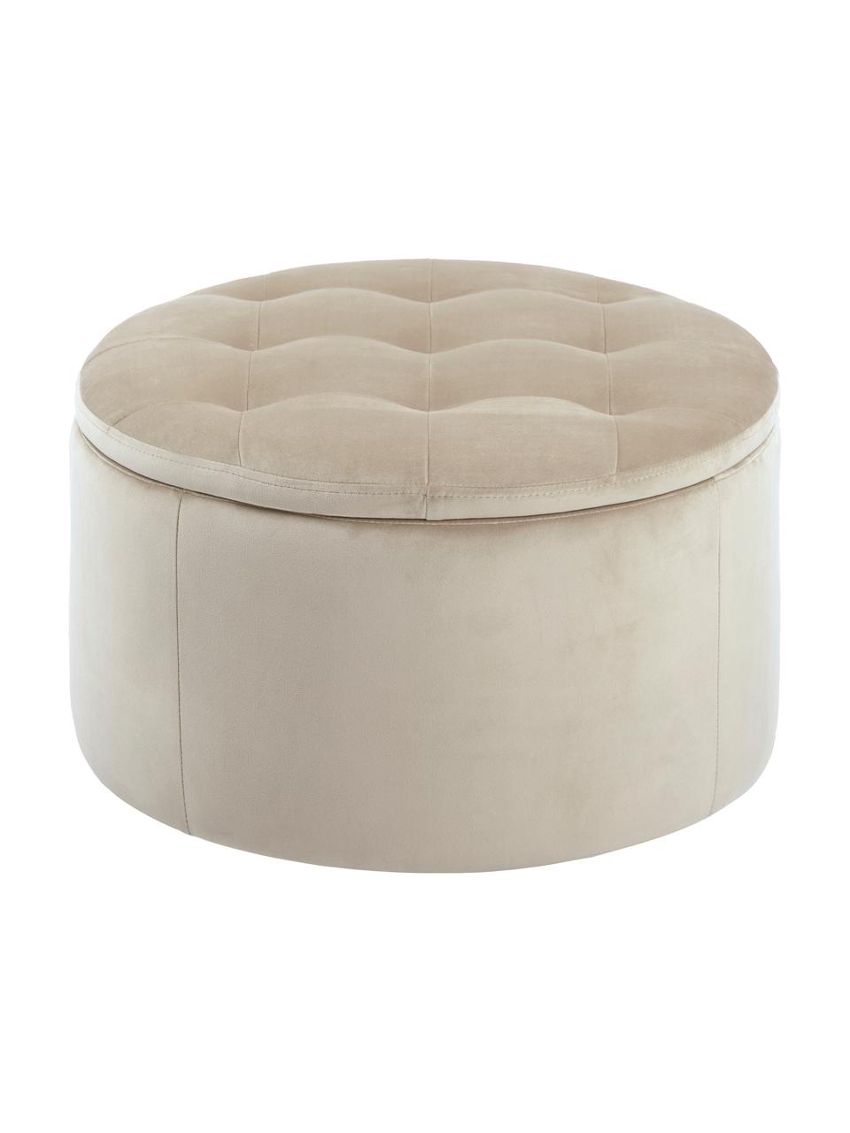 Tabouret en velours avec rangement Retina, Beige, Ø 60 x haut. 35 cm