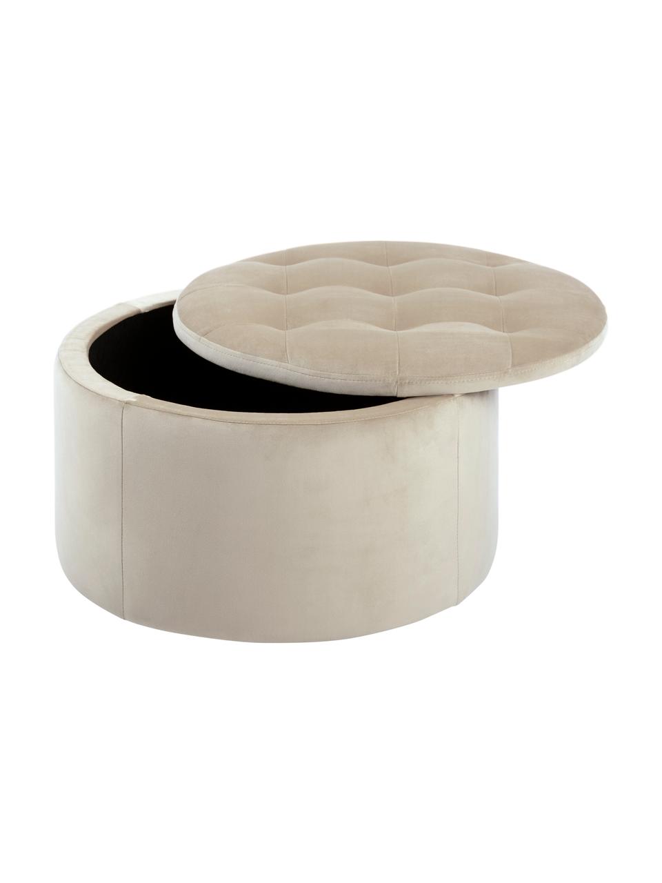 Tabouret en velours avec rangement Retina, Beige, Ø 60 x haut. 35 cm