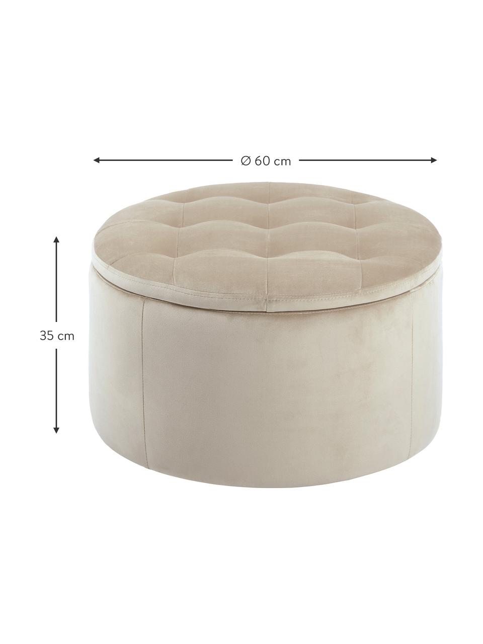 Tabouret en velours avec rangement Retina, Beige, Ø 60 x haut. 35 cm