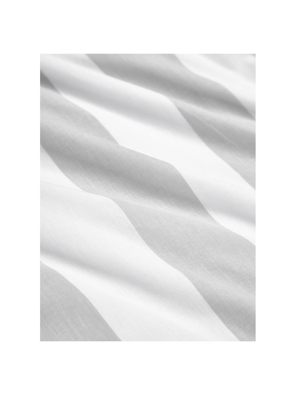 Funda nórdica doble cara de algodón a rayas Lorena, Gris claro, blanco, Cama 90 cm (155 x 220 cm)