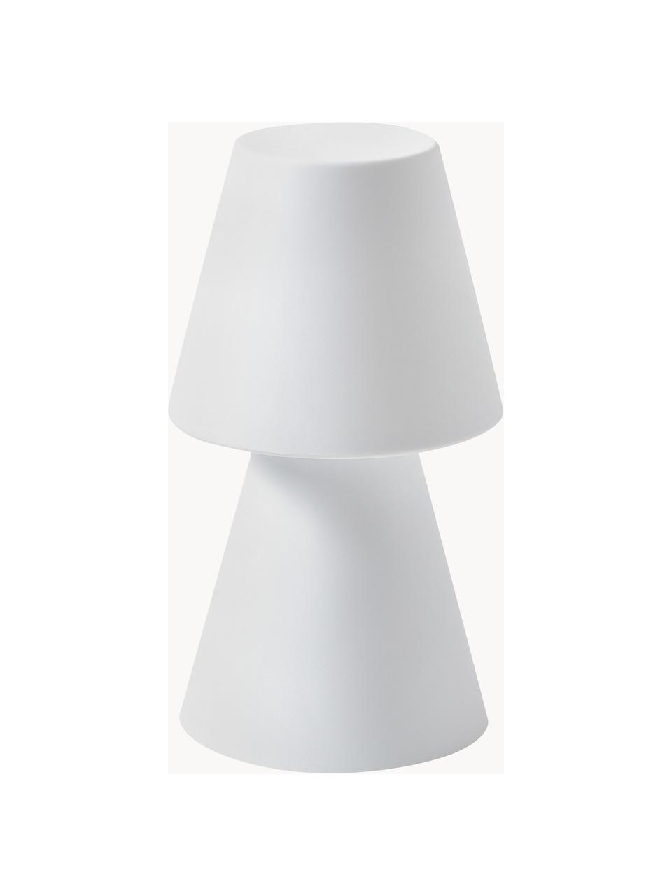 Lámpara de mesa regulable para exterior Lola, portátil, con cambio de color, Lámpara: polietileno, Cable: plástico, Blanco, Ø 11 x Al 20 cm