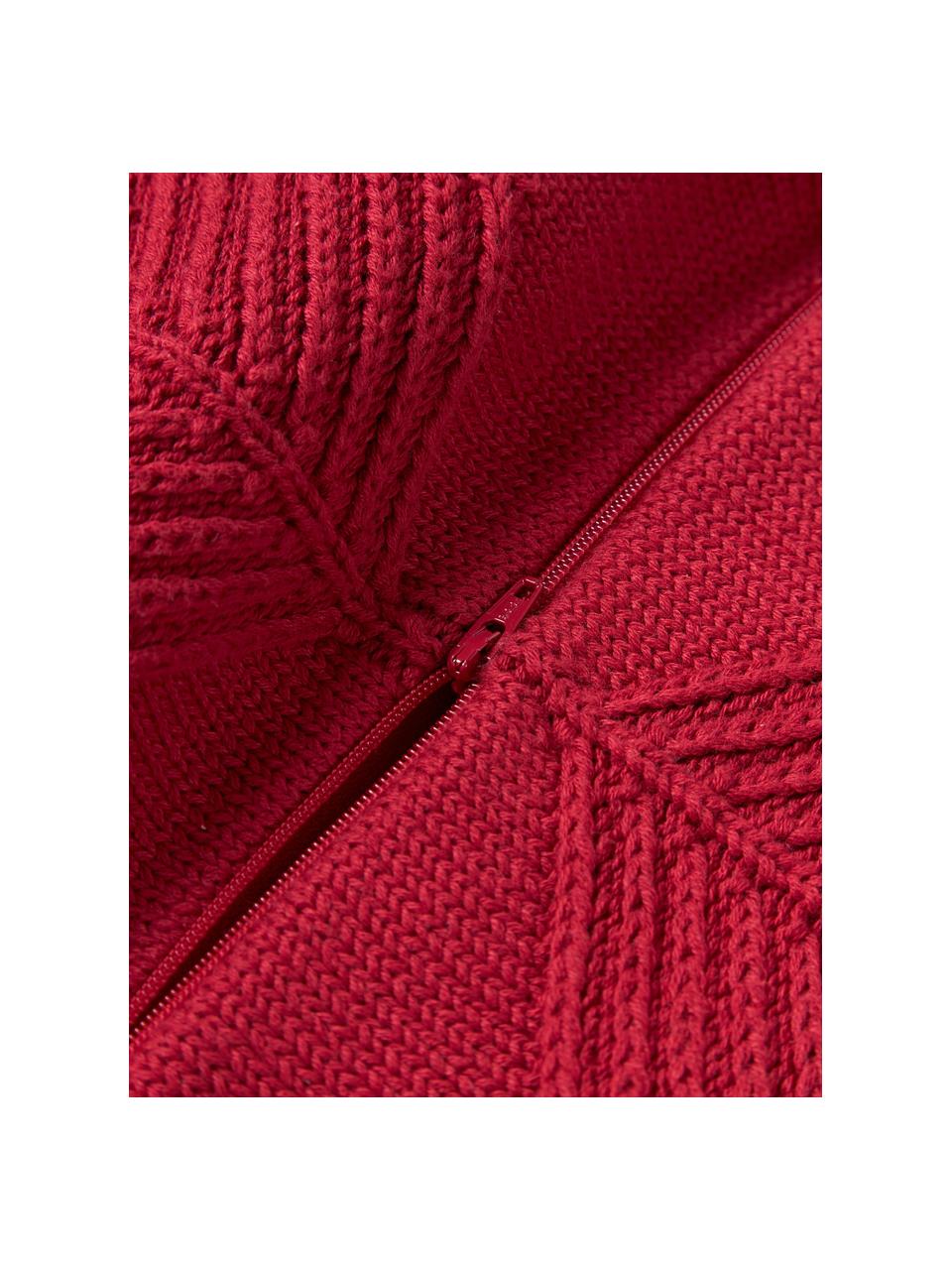 Baumwoll-Kissenhülle Beryl mit winterlichem Motiv, 100 % Baumwolle, Rot, B 50 x L 50 cm