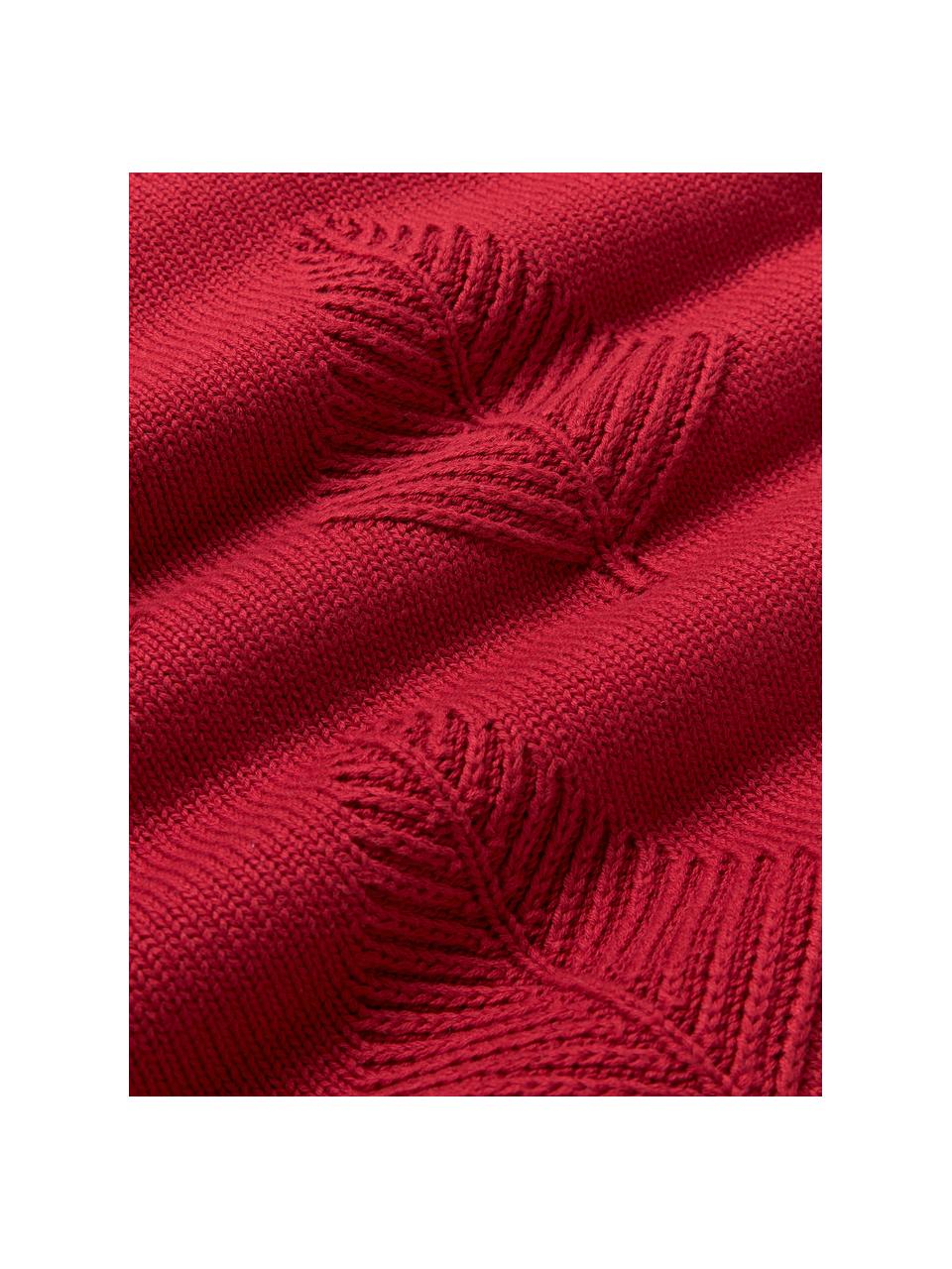 Copricuscino in cotone con motivo invernale Buddy, 100% cotone, Rosso, Larg. 130 x Lung. 170 cm