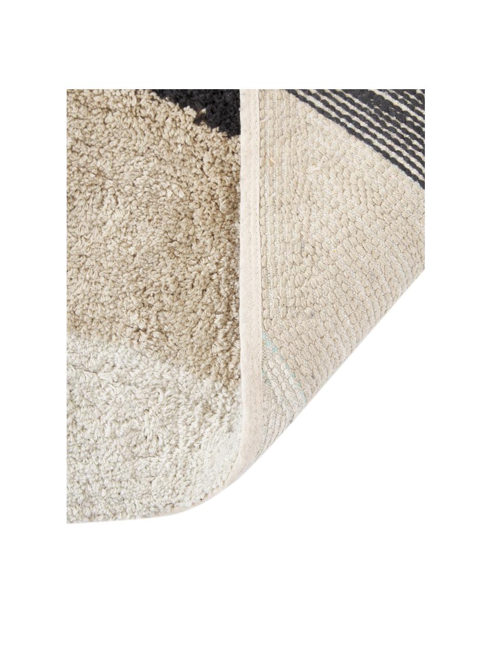 Tapis de bain coton bio Belinda, Coton bio 100 %, certifié BCI, Noir, beige, blanc cassé, gris, larg. 50 x long. 80 cm