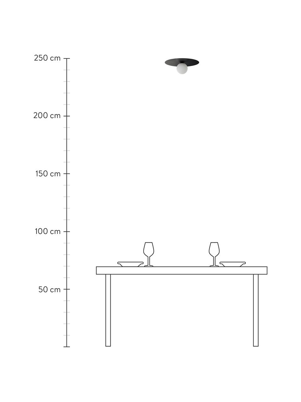 Nástěnné nebo stropní svítidlo ze skla Lobero, Černá, bílá, Ø 30 cm, H 13 cm