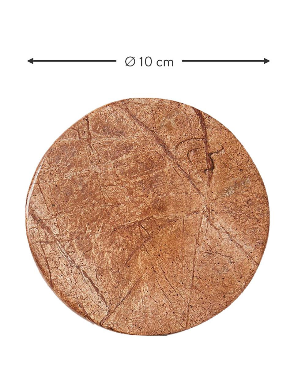 Bruin marmeren onderzetters Estille, 4 stuks, Gepolijst marmer, Bruintinten, Ø 10 cm
