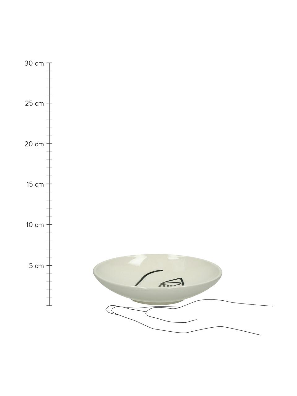 Kommen Modiglia met One Line tekening, 2 stuks, Keramiek, Crèmewit, zwart, Ø 16 cm