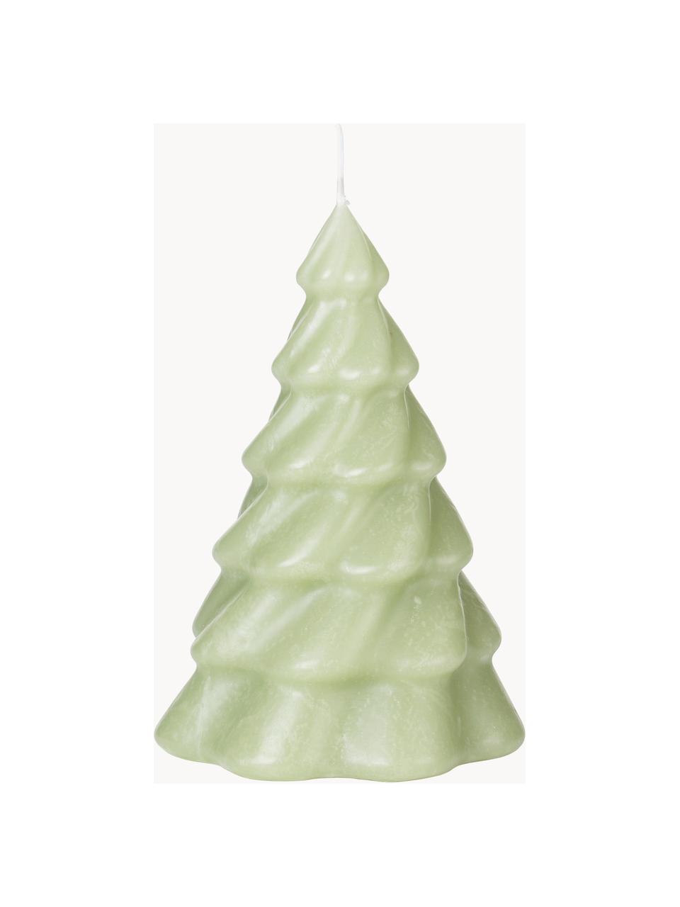 Vianočná sviečka v tvare jedle Pinus, Parafín, Šalviová zelená, Ø 10 x V 14 cm