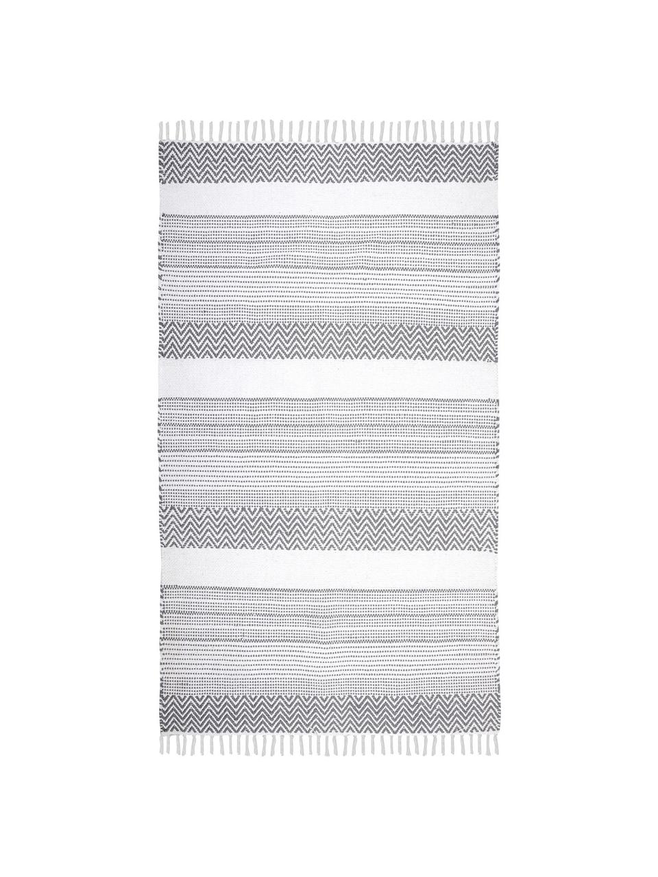 Bavlnený koberec s pruhovaným dizajnom Iceland, Sivá, biela