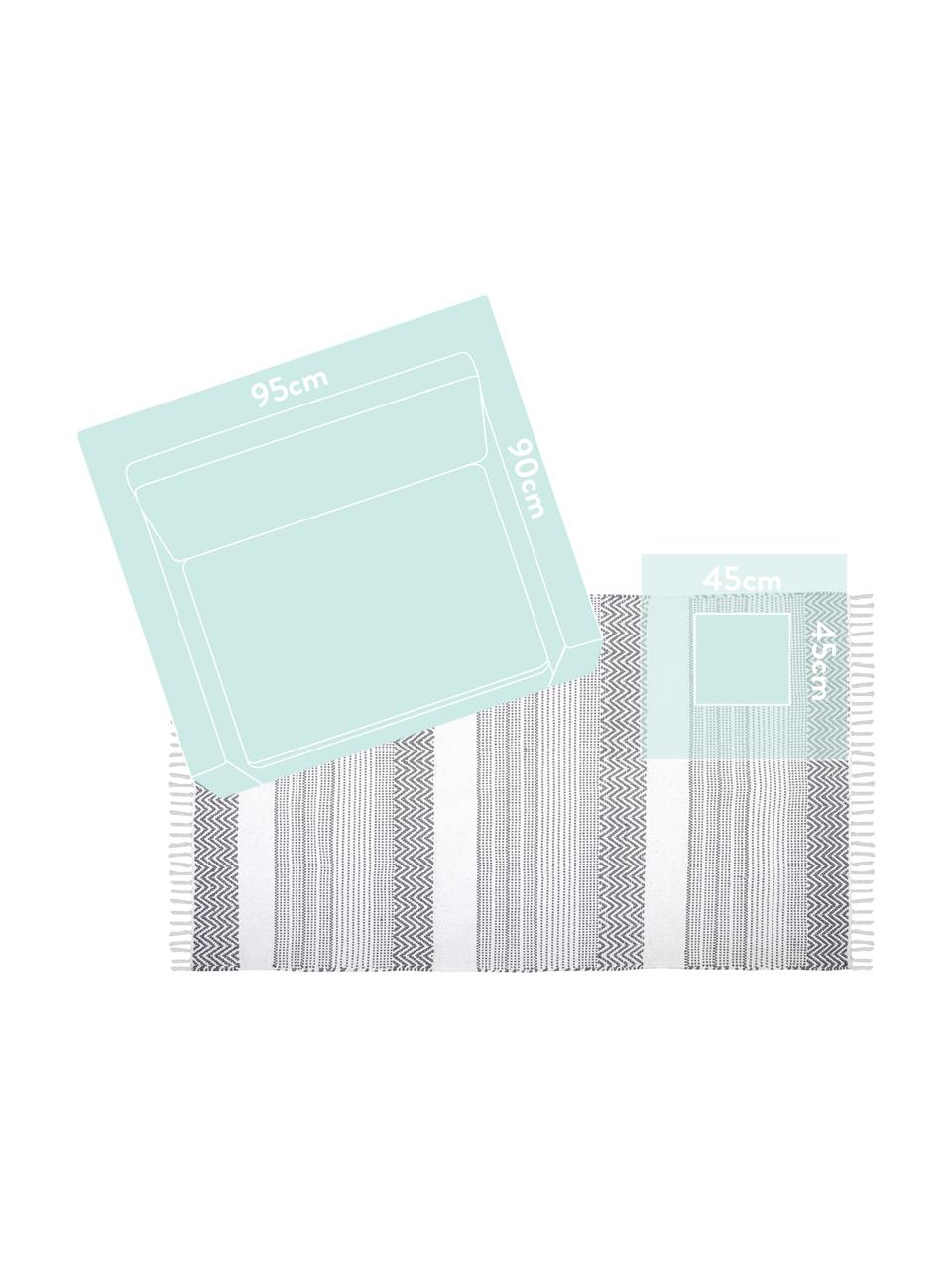 Baumwollteppich Iceland mit grafischem Streifendesign, 100% Baumwolle, Grau, Weiss, B 90 x L 150 cm (Grösse XS)