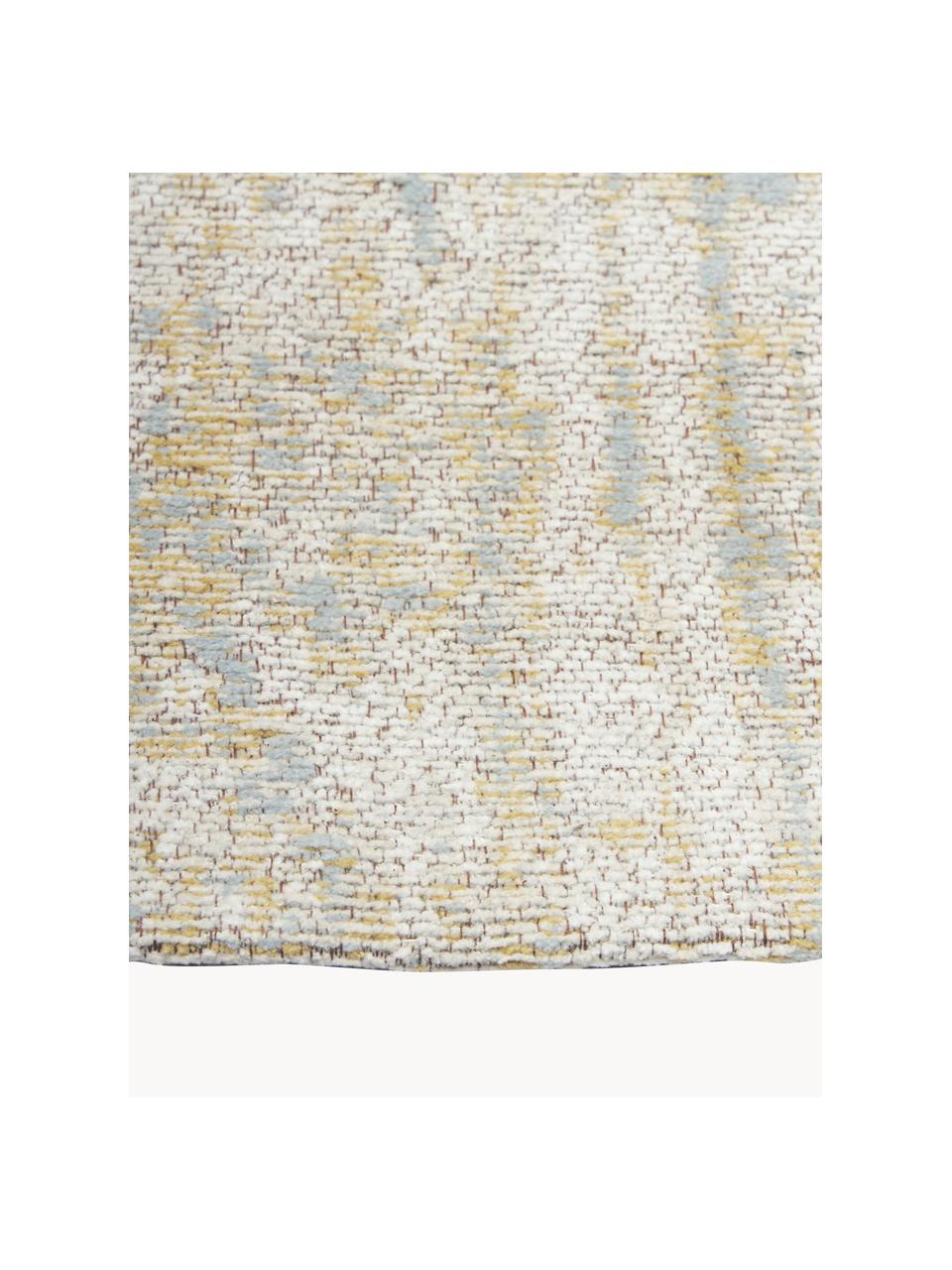 Tapis de couloir vintage coton tissé main Luise, Tons bleus et jaunes, larg. 80 x long. 300 cm