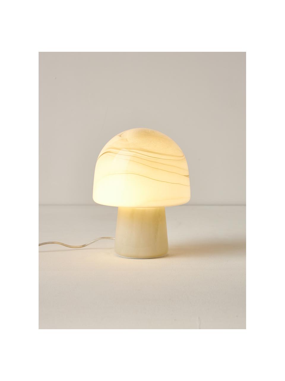 Kleine tafellamp Talia in marmerlook, Lamp: glas, Marmerlook olijfgroen, Ø 20 x H 26 cm